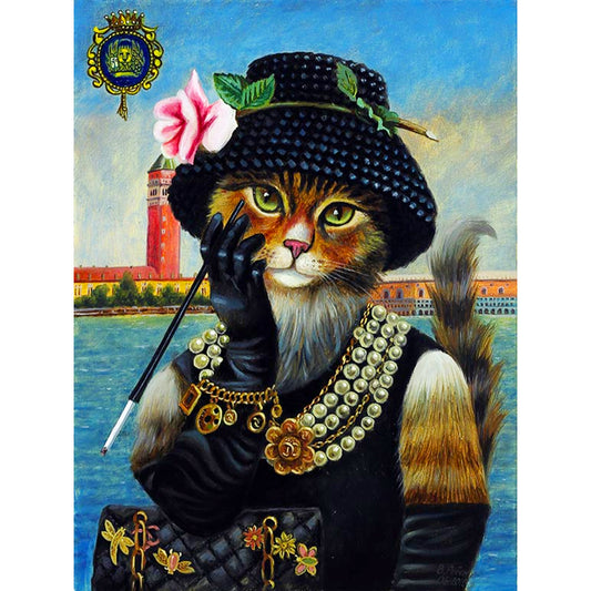 Anthropomorphic Cat - Full Round Drill Diamond Painting 30*40CM