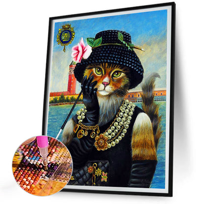 Anthropomorphic Cat - Full Round Drill Diamond Painting 30*40CM