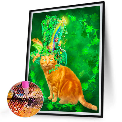 Clover Cat - Full Round Drill Diamond Painting 30*40CM