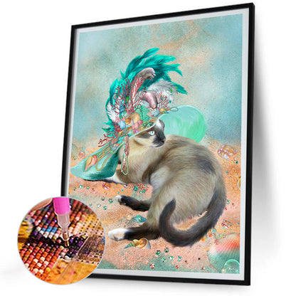 Shell Cat - Full Round Drill Diamond Painting 30*40CM