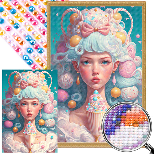 Ice Cream Girl - Full AB Round Drill Diamond Painting 40*60CM