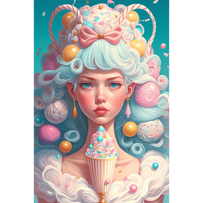 Ice Cream Girl - Full AB Round Drill Diamond Painting 40*60CM