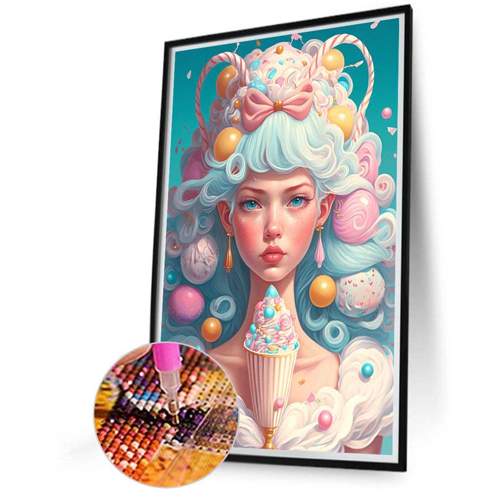 Ice Cream Girl - Full AB Round Drill Diamond Painting 40*60CM