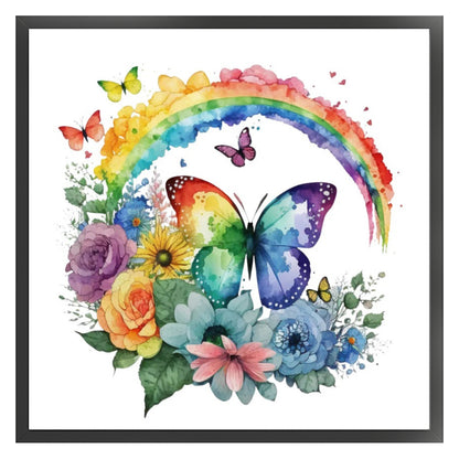 Butterflies And Rainbows - 18CT Stamped Cross Stitch 25*25CM