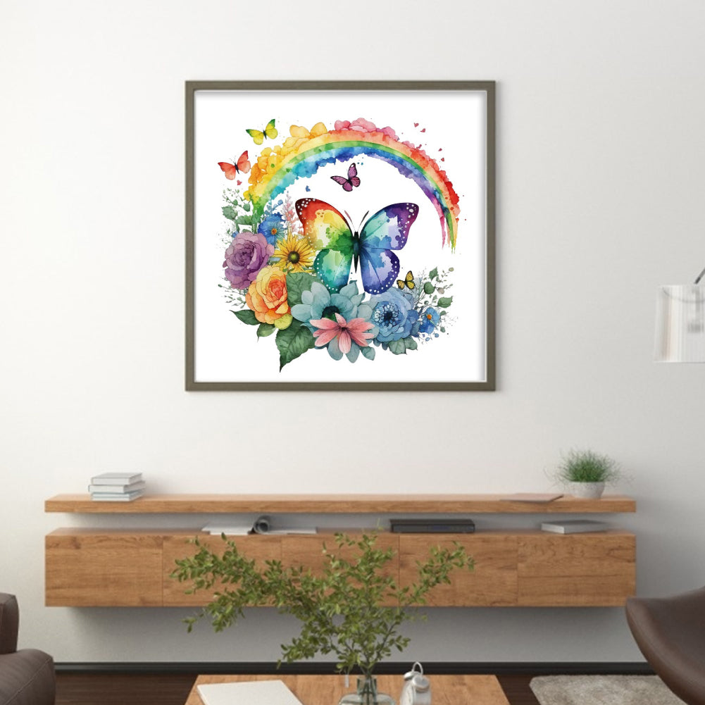 Butterflies And Rainbows - 18CT Stamped Cross Stitch 25*25CM