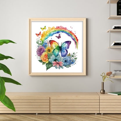 Butterflies And Rainbows - 18CT Stamped Cross Stitch 25*25CM