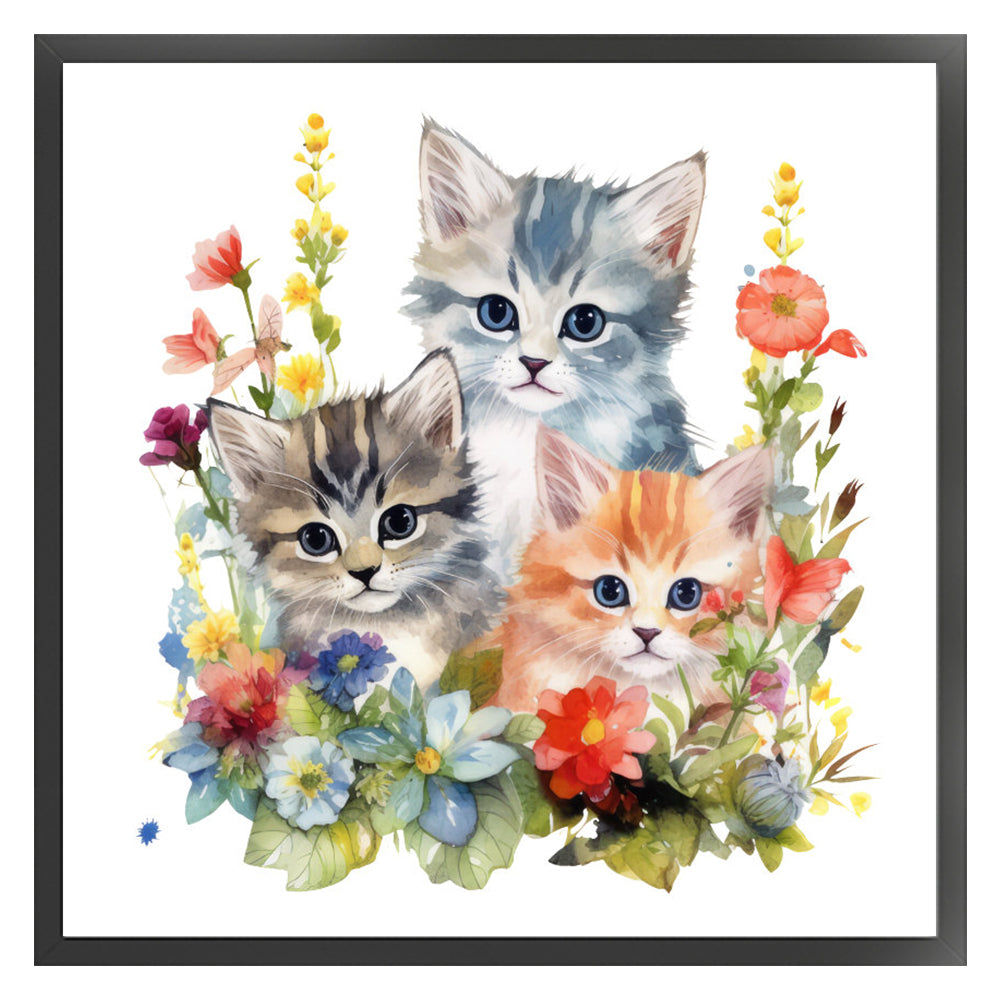 Three Kittens - 18CT Stamped Cross Stitch 25*25CM