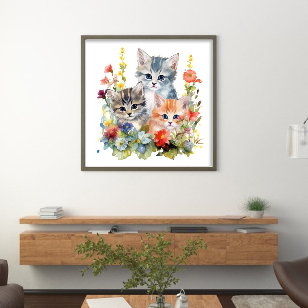 Three Kittens - 18CT Stamped Cross Stitch 25*25CM