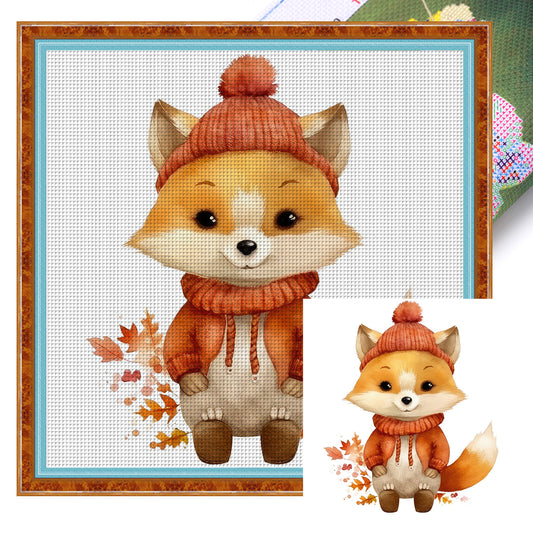 Fox - 18CT Stamped Cross Stitch 25*25CM