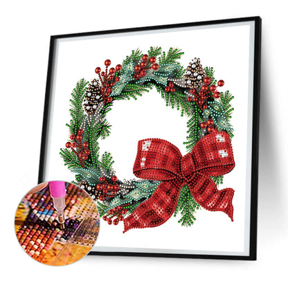 Christmas Wreath - Special Shaped Drill Diamond Painting 30*30CM