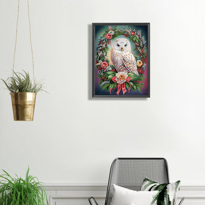 Christmas Owl Wreath - Special Shaped Drill Diamond Painting 30*40CM