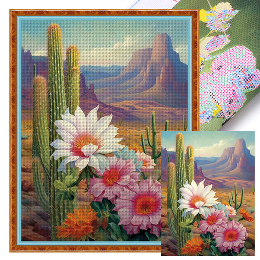 Desert Cactus Flower - 11CT Stamped Cross Stitch 45*60CM