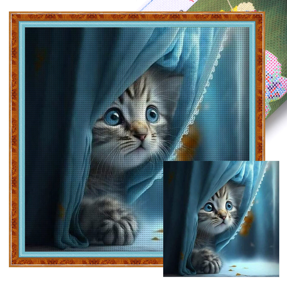 Cute Kitten - 11CT Stamped Cross Stitch 45*45CM