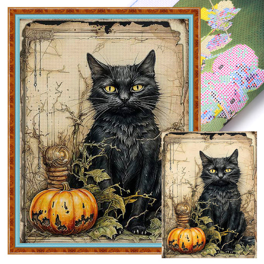 Cat And Pumpkin - 11CT Stamped Cross Stitch 40*55CM