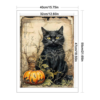 Cat And Pumpkin - 11CT Stamped Cross Stitch 40*55CM