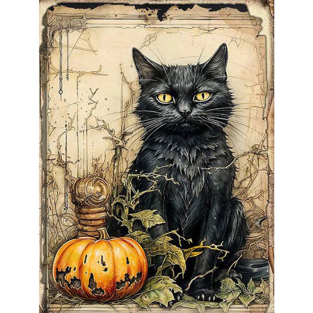 Cat And Pumpkin - 11CT Stamped Cross Stitch 40*55CM