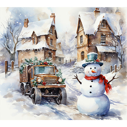 Winter Snowman - Full Round Drill Diamond Painting 45*40CM