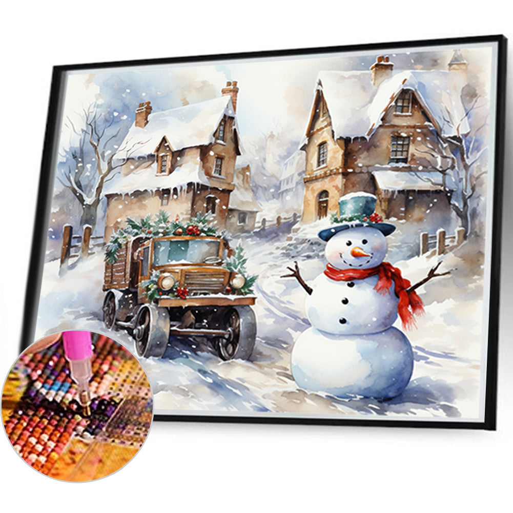 Winter Snowman - Full Round Drill Diamond Painting 45*40CM