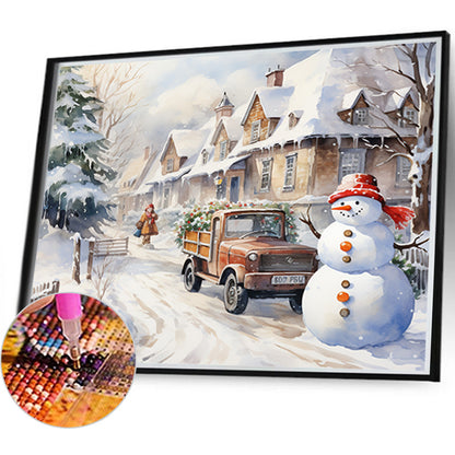 Winter Snowman - Full Round Drill Diamond Painting 45*40CM