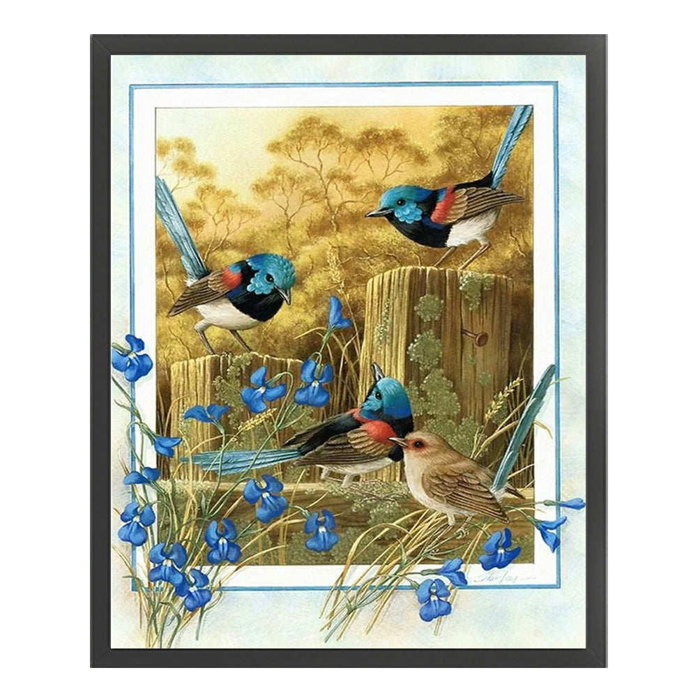 Retro Poster-Flowers, Grass And Birds - 11CT Counted Cross Stitch 40*50CM