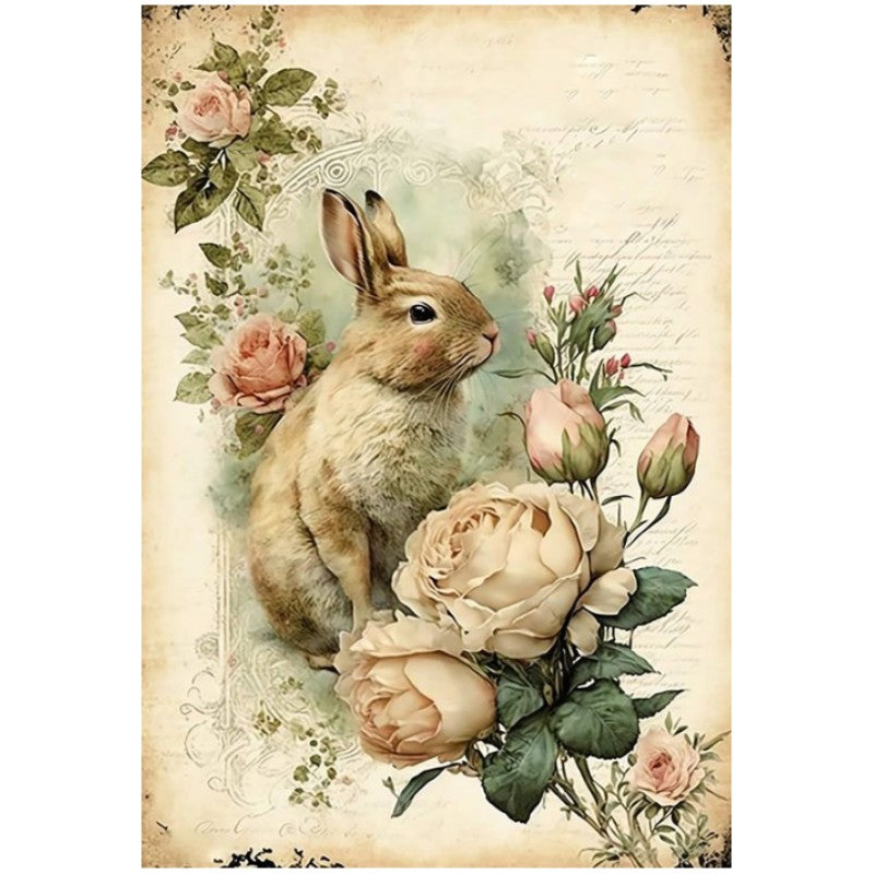 Retro Poster - Flowers And Rabbit - 11CT Counted Cross Stitch 40*60CM