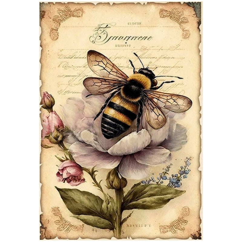 Retro Poster - Flowers And Bees - 11CT Counted Cross Stitch 40*55CM