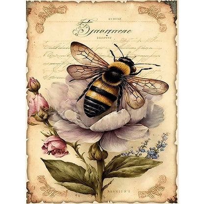 Retro Poster - Flowers And Bees - 11CT Counted Cross Stitch 40*55CM