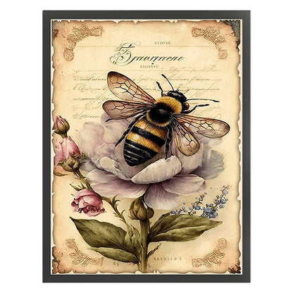 Retro Poster - Flowers And Bees - 11CT Counted Cross Stitch 40*55CM