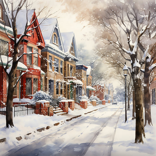 Winter Snow Street - Full Round Drill Diamond Painting 40*40CM