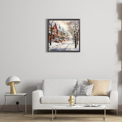 Winter Snow Street - Full Round Drill Diamond Painting 40*40CM