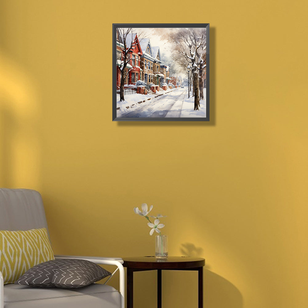 Winter Snow Street - Full Round Drill Diamond Painting 40*40CM