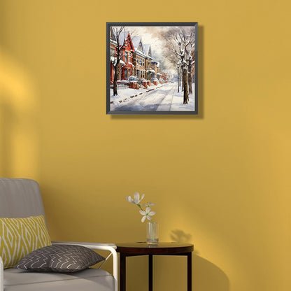 Winter Snow Street - Full Round Drill Diamond Painting 40*40CM