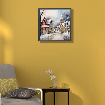 Winter Snow Street - Full Round Drill Diamond Painting 40*40CM