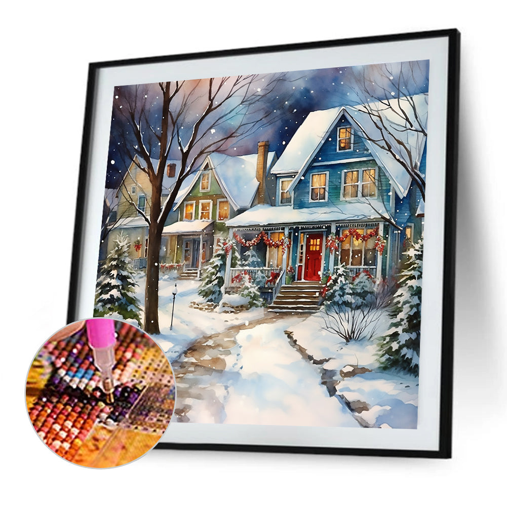 Winter Snow Street - Full Round Drill Diamond Painting 40*40CM