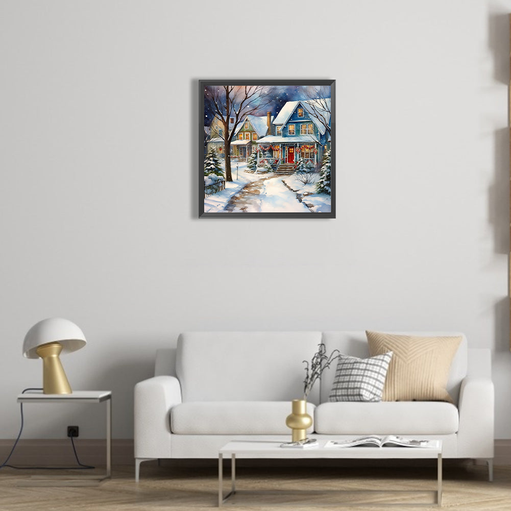 Winter Snow Street - Full Round Drill Diamond Painting 40*40CM
