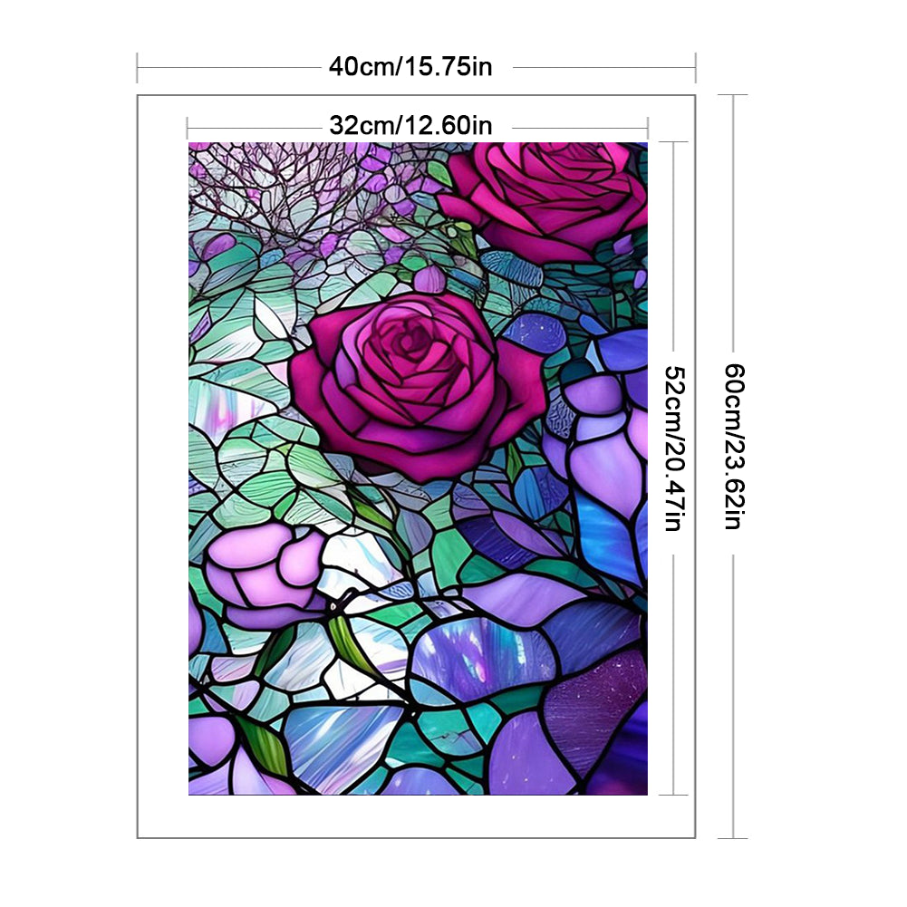 Glass Painting-Roses - 11CT Stamped Cross Stitch 40*60CM