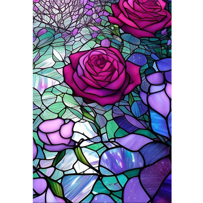 Glass Painting-Roses - 11CT Stamped Cross Stitch 40*60CM