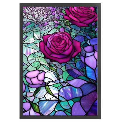 Glass Painting-Roses - 11CT Stamped Cross Stitch 40*60CM