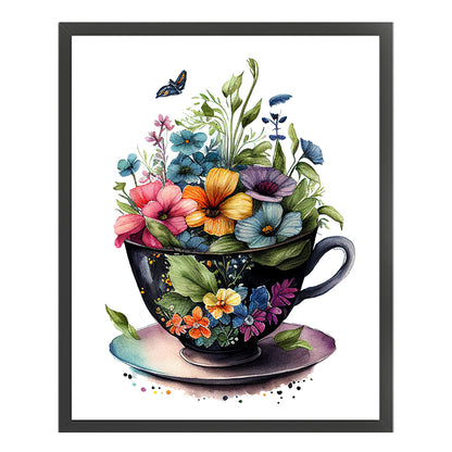 Tea Cup Flowers - 14CT Stamped Cross Stitch 40*50CM