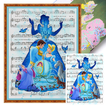 Silhouette-Princess Cinderella And The Prince Sheet Music - 11CT Stamped Cross Stitch 50*65CM