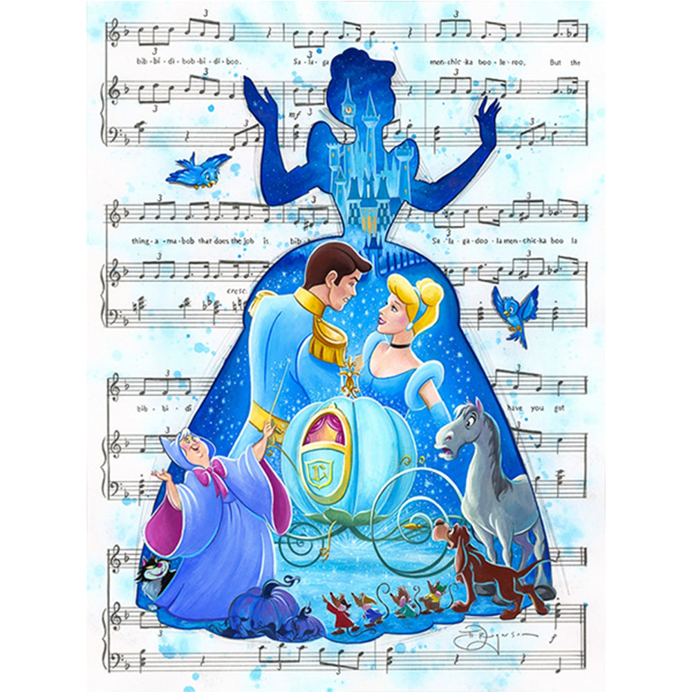 Silhouette-Princess Cinderella And The Prince Sheet Music - 11CT Stamped Cross Stitch 50*65CM