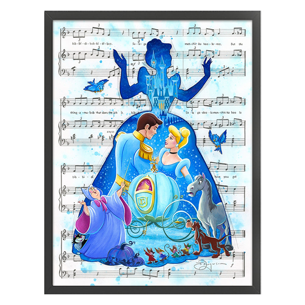 Silhouette-Princess Cinderella And The Prince Sheet Music - 11CT Stamped Cross Stitch 50*65CM