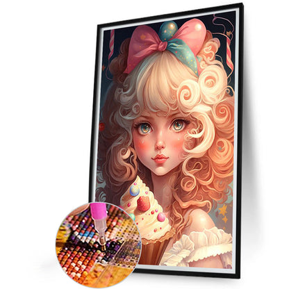 Colorful Ice Cream Girl - Full AB Round Drill Diamond Painting 40*60CM