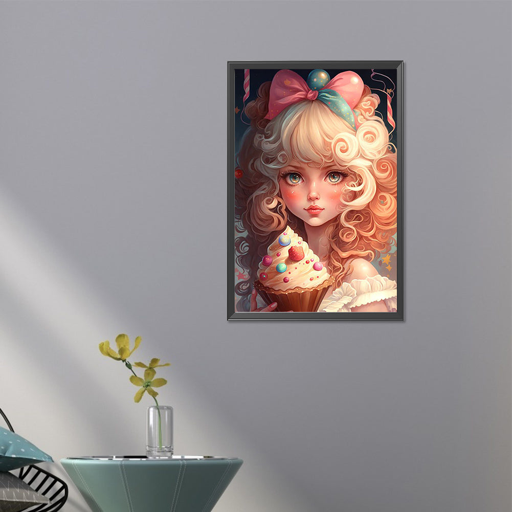 Colorful Ice Cream Girl - Full AB Round Drill Diamond Painting 40*60CM