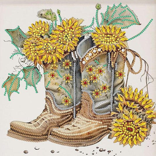 Sunflower Boots - Special Shaped Drill Diamond Painting  30*30CM