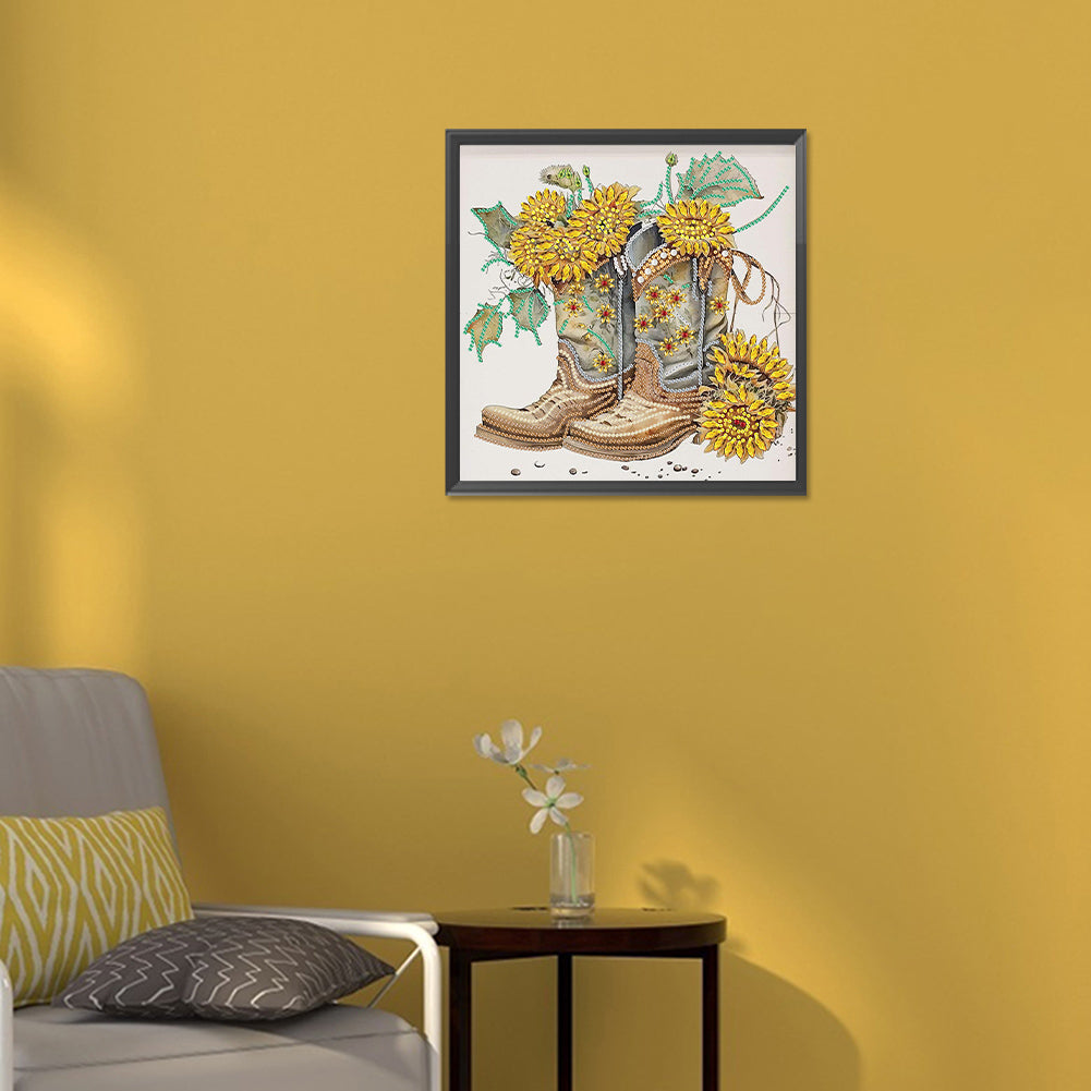 Sunflower Boots - Special Shaped Drill Diamond Painting  30*30CM