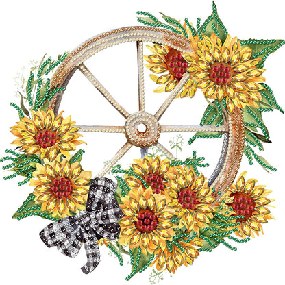 Sunflower Wheel - Special Shaped Drill Diamond Painting  30*30CM