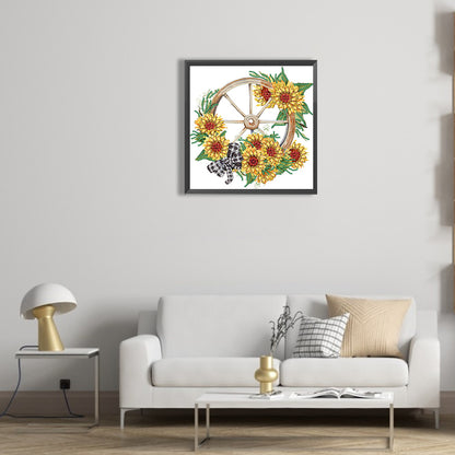 Sunflower Wheel - Special Shaped Drill Diamond Painting  30*30CM