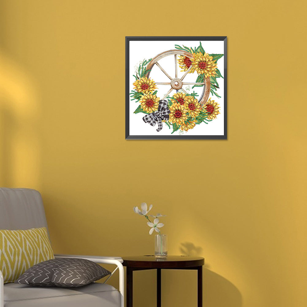 Sunflower Wheel - Special Shaped Drill Diamond Painting  30*30CM