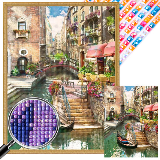 Boat Running Water - Full AB Square Drill Diamond Painting 30*40CM